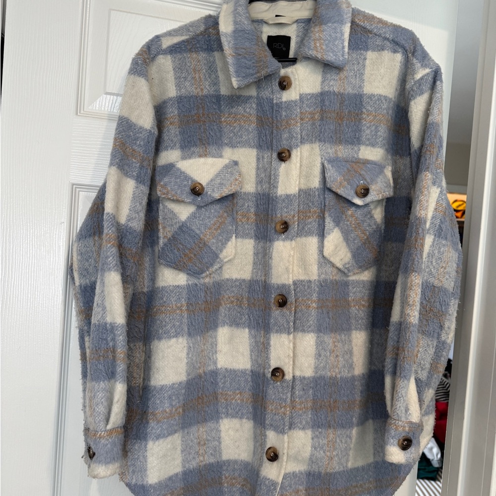RDI Soft Plaid Jacket in Blue and Cream